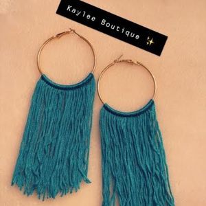 Teal tassel earrings
